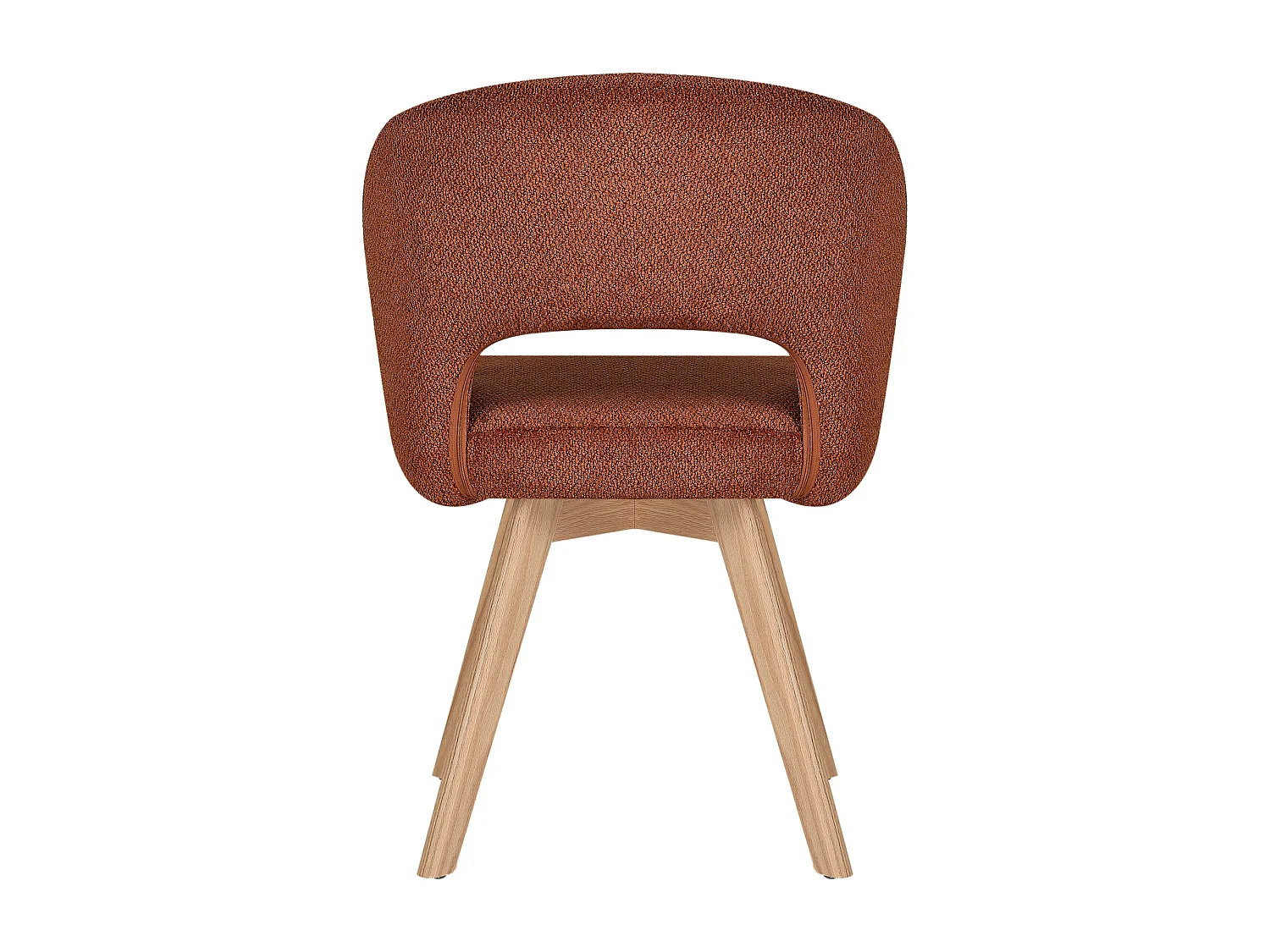 Lot de 2 chaises pivotantes en tissu texturé et bois de chêne - Terracotta - GUSTAVY