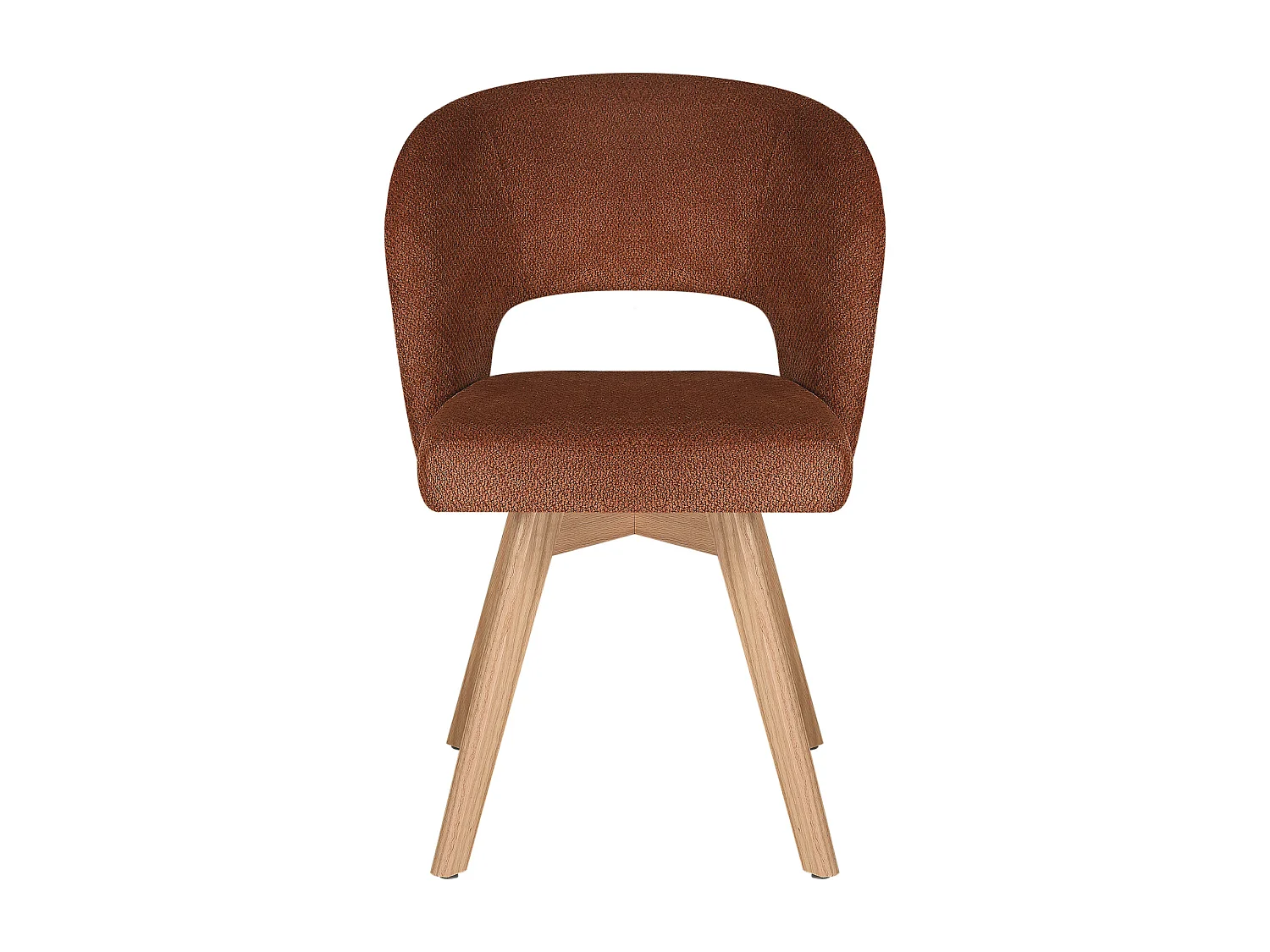 Lot de 2 chaises pivotantes en tissu texturé et bois de chêne - Terracotta - GUSTAVY