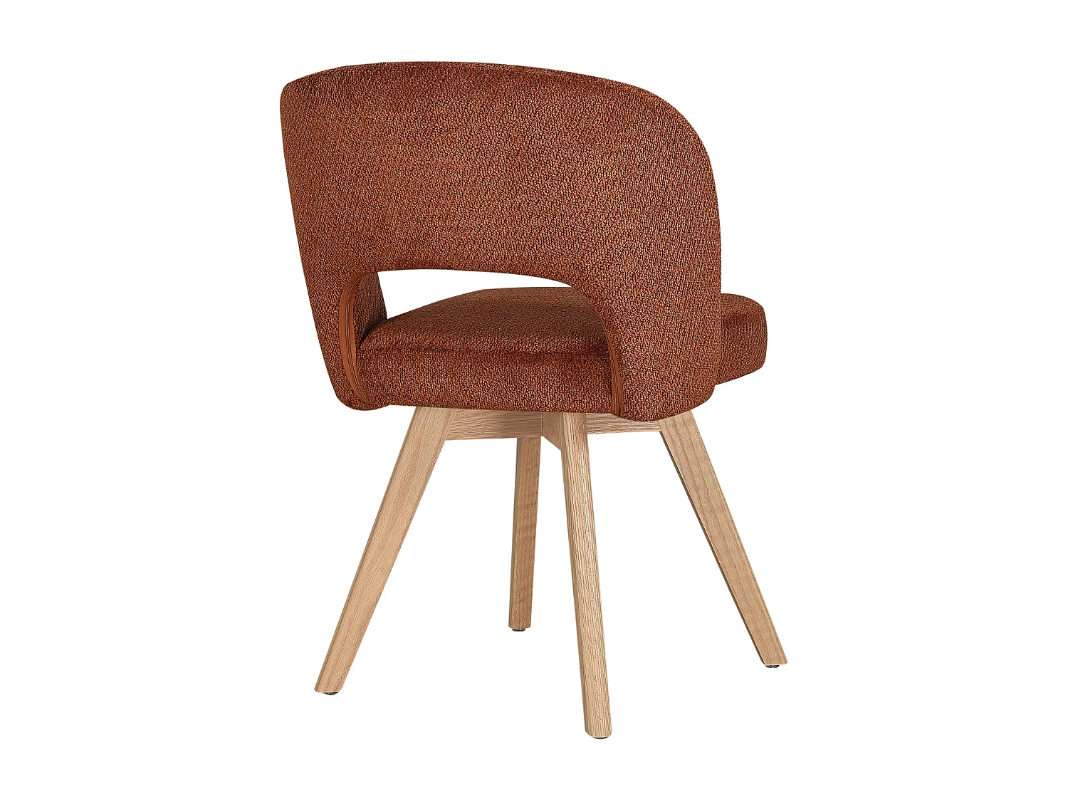 Lot de 2 chaises pivotantes en tissu texturé et bois de chêne - Terracotta - GUSTAVY