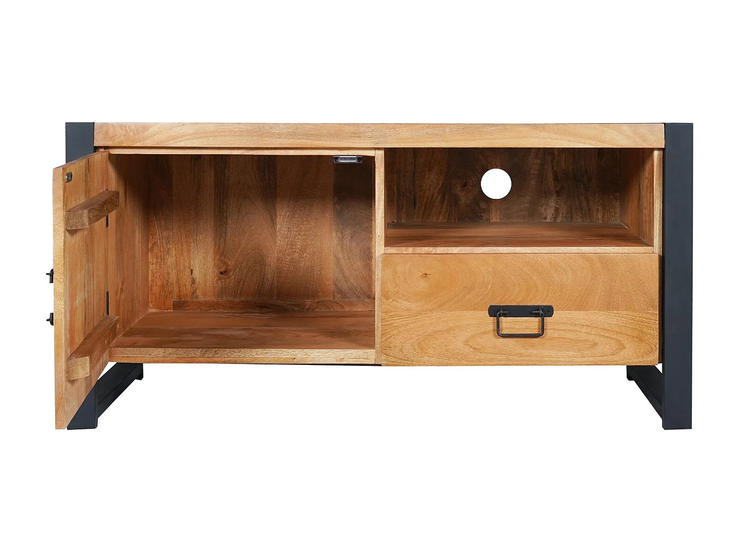 Petit meuble TV bois métal 1 tiroir 1 porte MILORA
