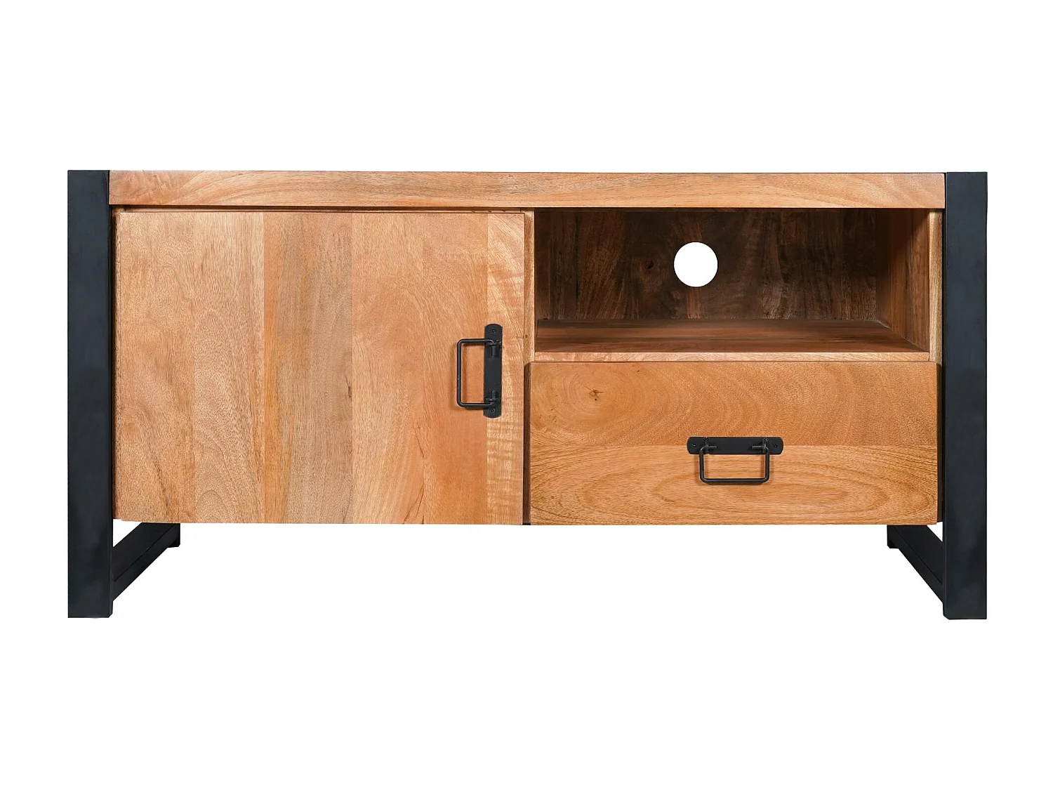 Petit meuble TV bois métal 1 tiroir 1 porte MILORA