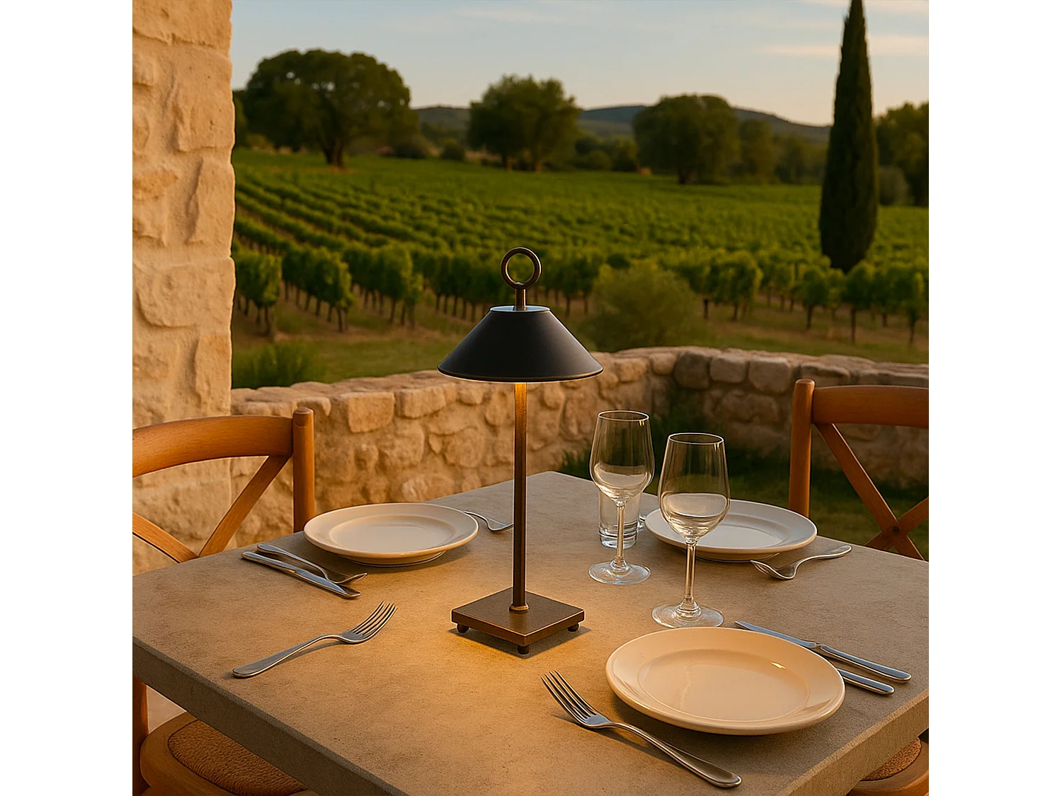 Lampe de table sans fil aluminium MARAIS Noir H29cm