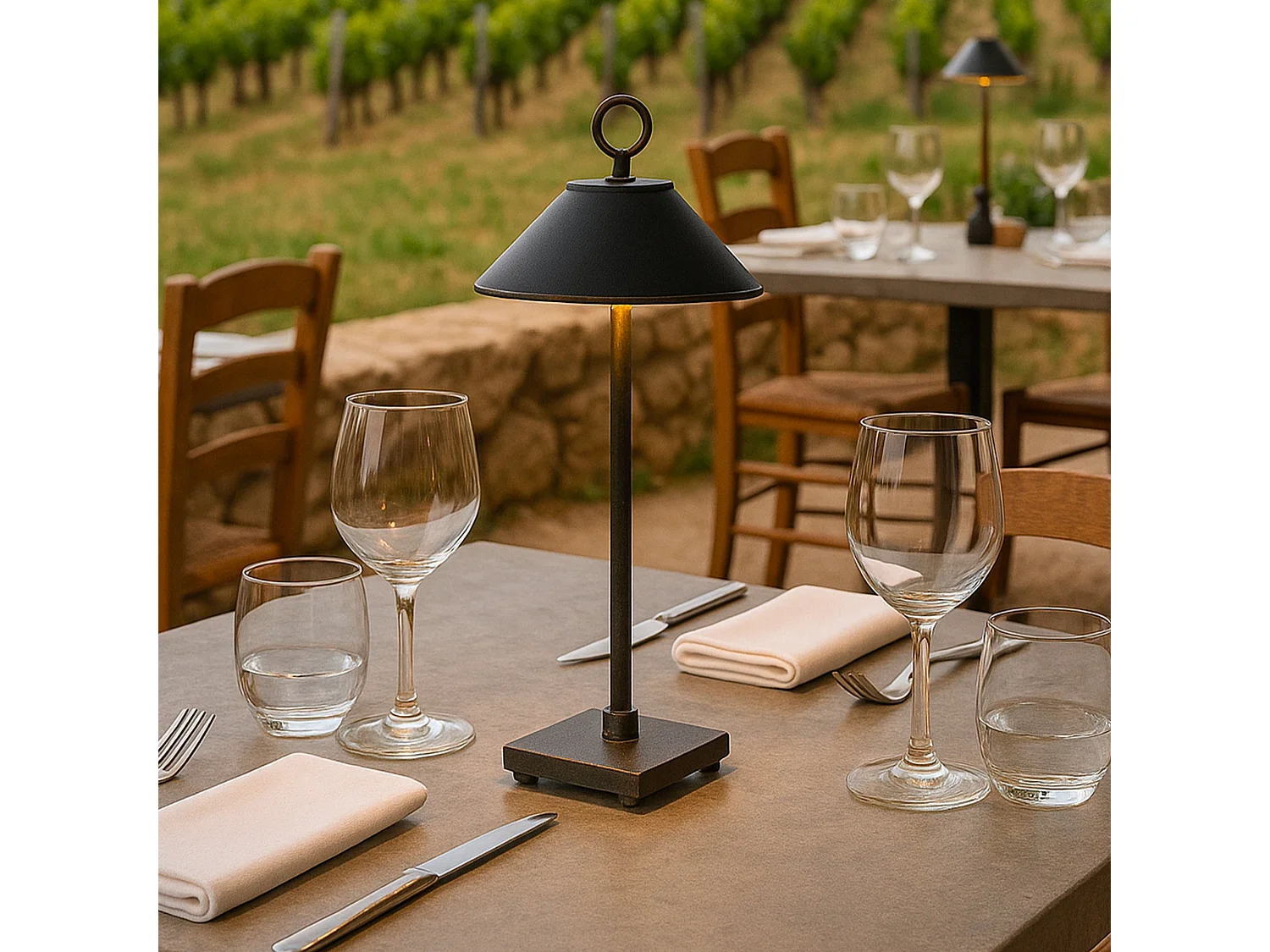 Lampe de table sans fil aluminium MARAIS Noir H29cm