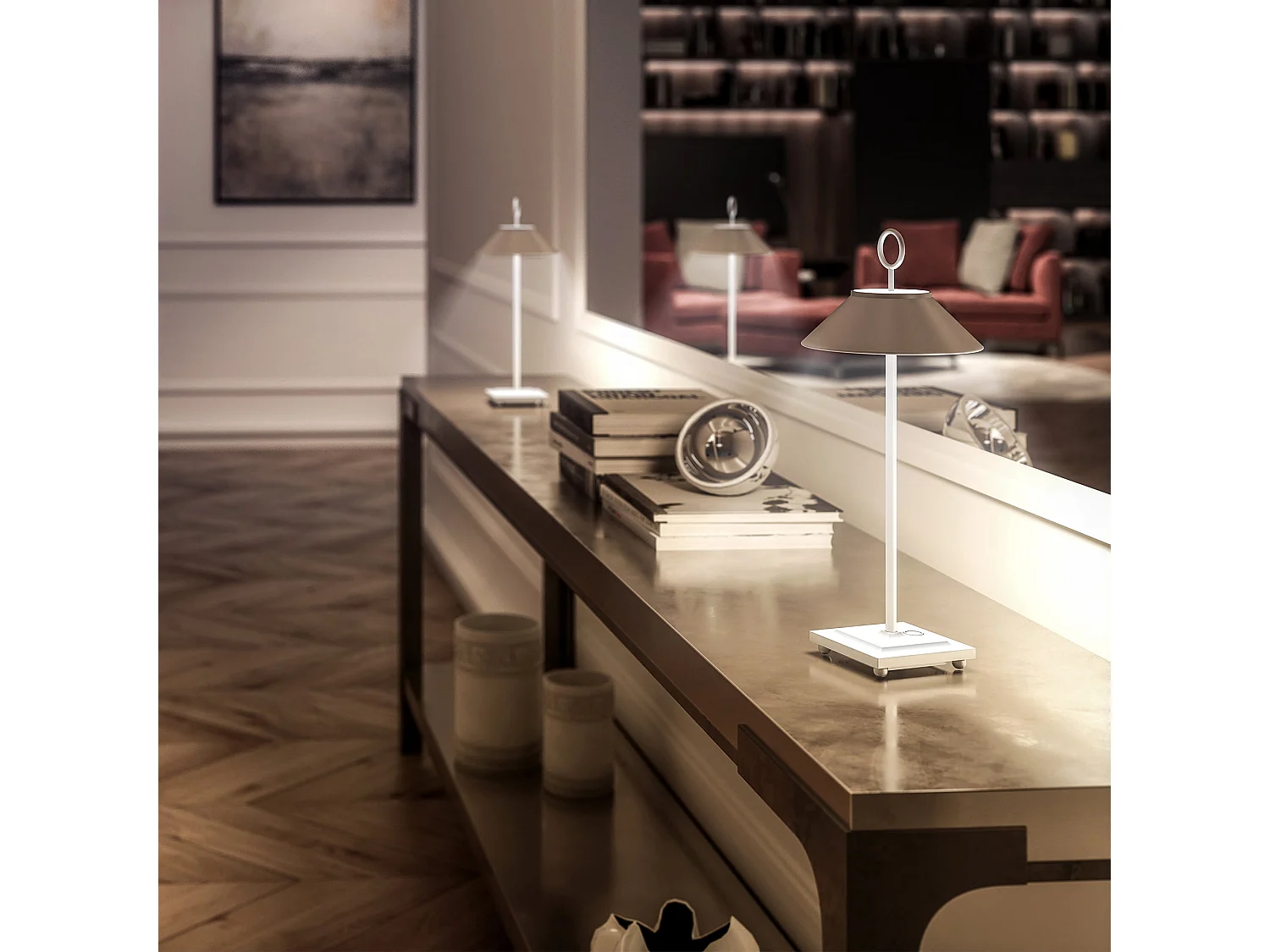 Lampe de table sans fil aluminium MARAIS Blanc H29cm