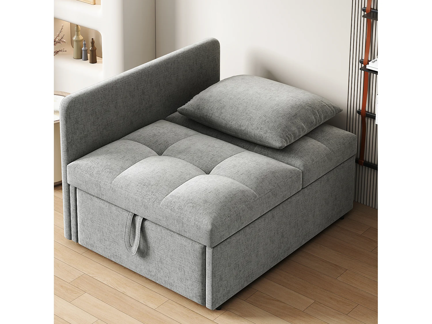 Canapé-lit 3 en 1 en lin, lit rembourré multifonction avec dossier ajustable, idéal pour chambre ou studio