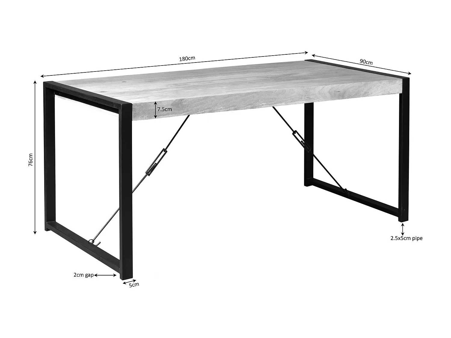 Table à manger bois métal 180 cm MILORA