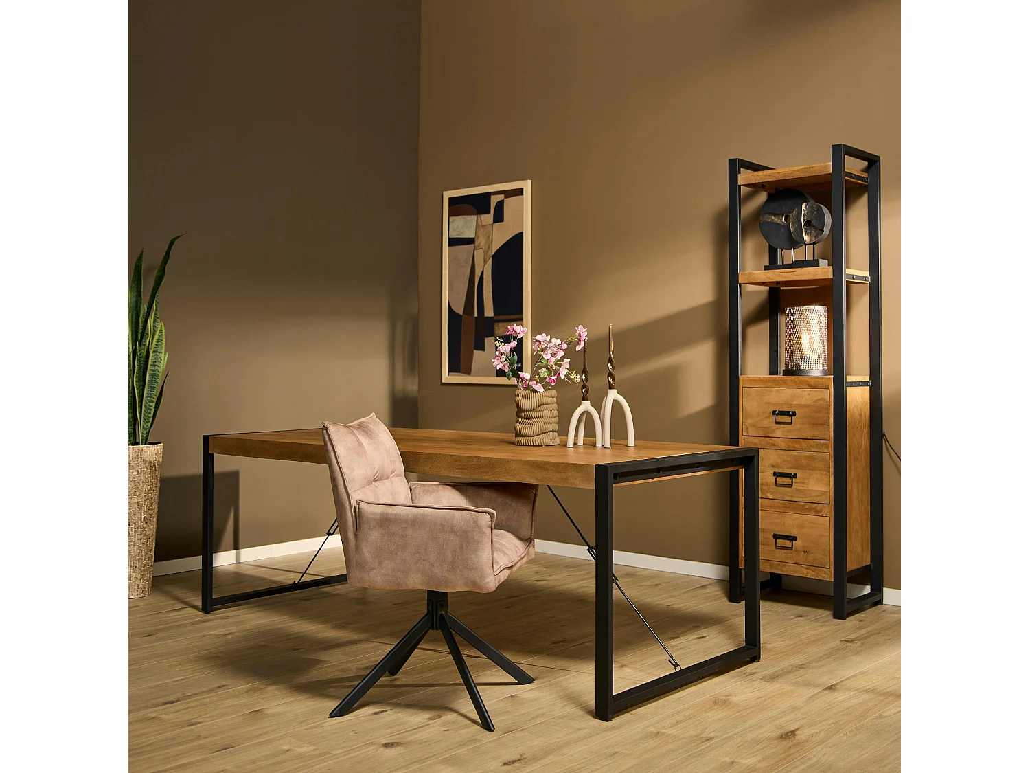Table à manger bois métal 180 cm MILORA