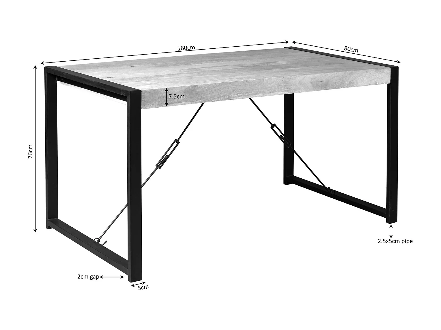 Table à manger bois métal 160 cm MILORA
