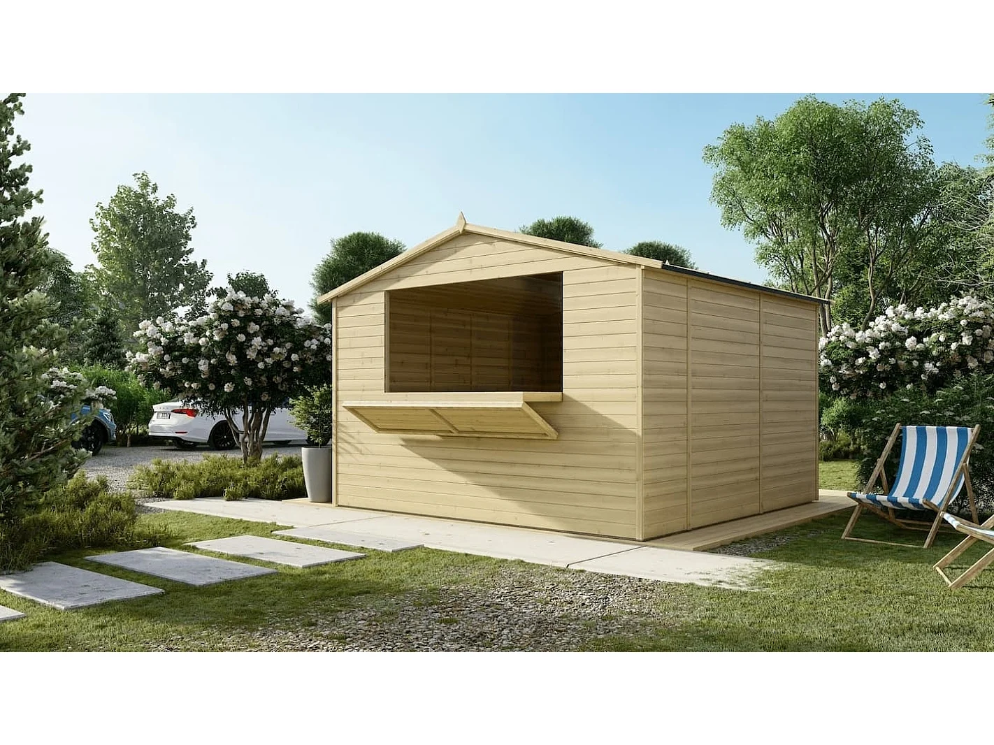 Kiosque/ stand de marché/ de vente 9.42 m2 - 3.11x3.03 m - 19 mm - DOM607 - ALTANKA