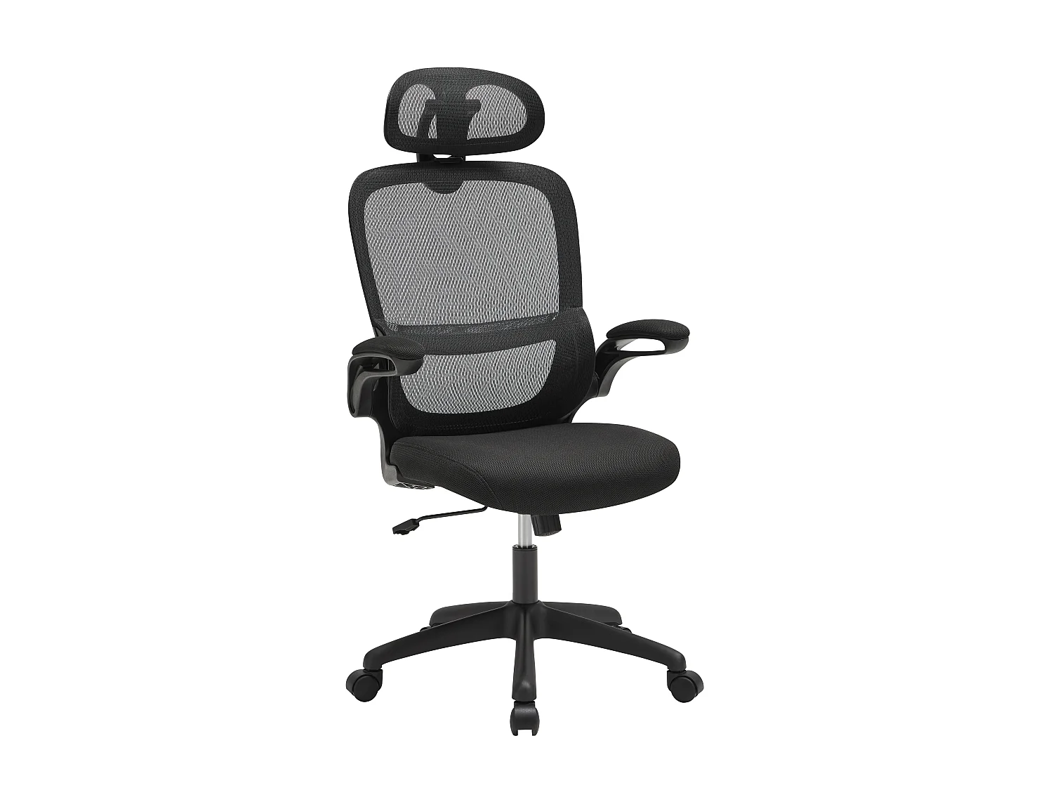 Fauteuil de bureau ergonomique avec têtière - Tissu - Noir - NIRANO
