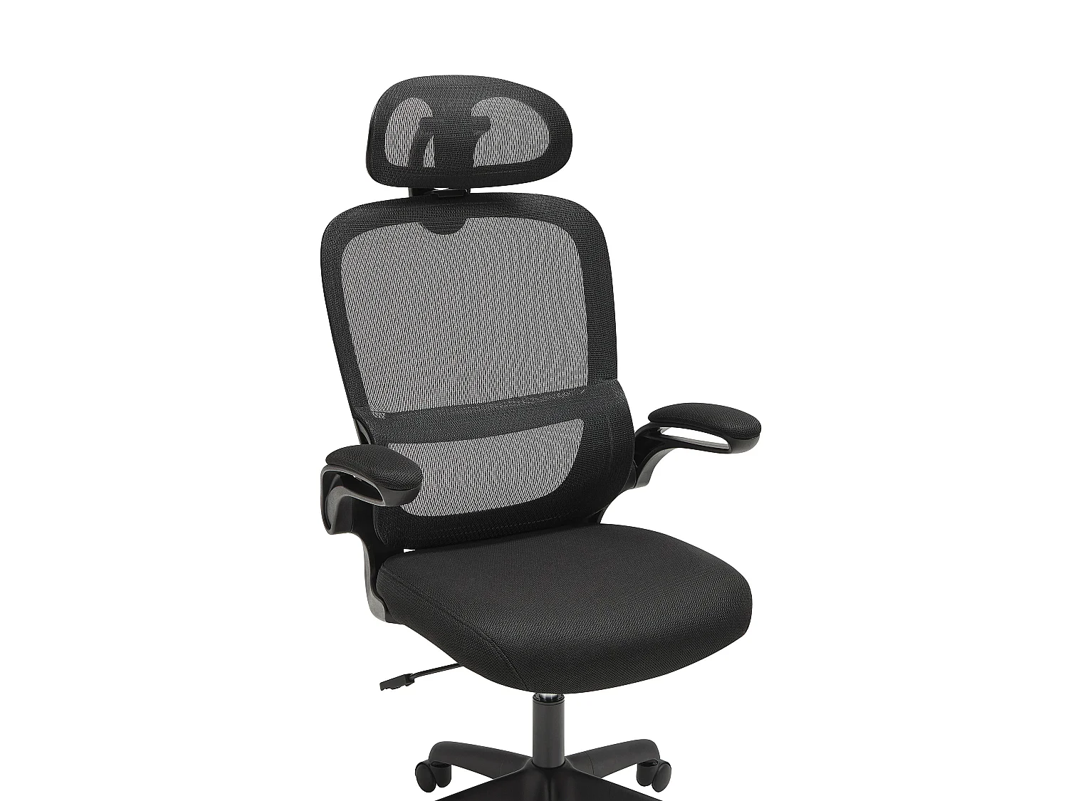 Fauteuil de bureau ergonomique avec têtière - Tissu - Noir - NIRANO