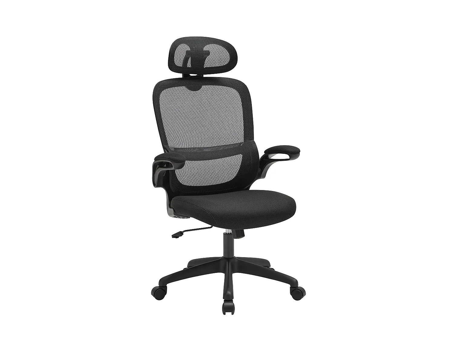 Fauteuil de bureau ergonomique avec têtière - Tissu - Noir - NIRANO