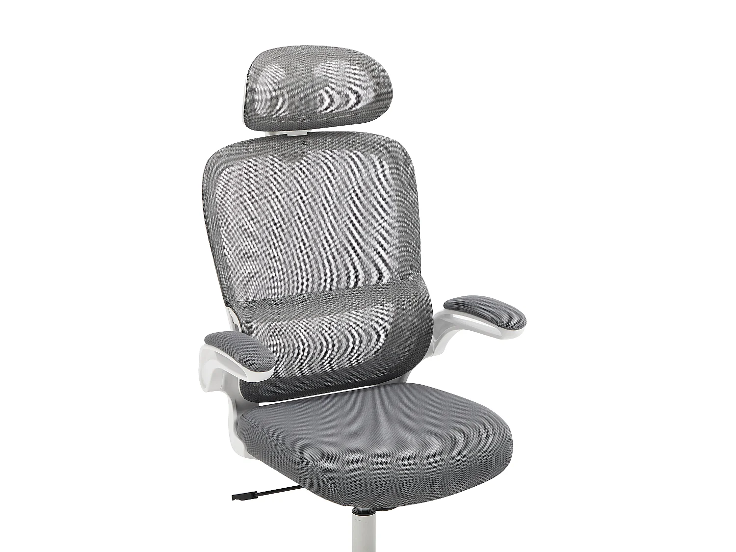 Fauteuil de bureau ergonomique avec têtière - Tissu - Gris et blanc - NIRANO