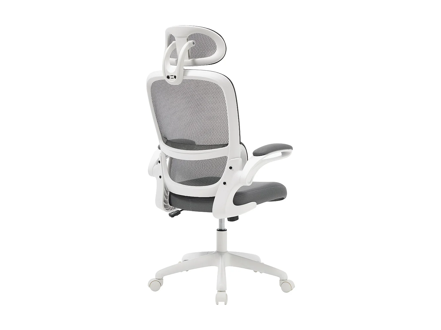Fauteuil de bureau ergonomique avec têtière - Tissu - Gris et blanc - NIRANO