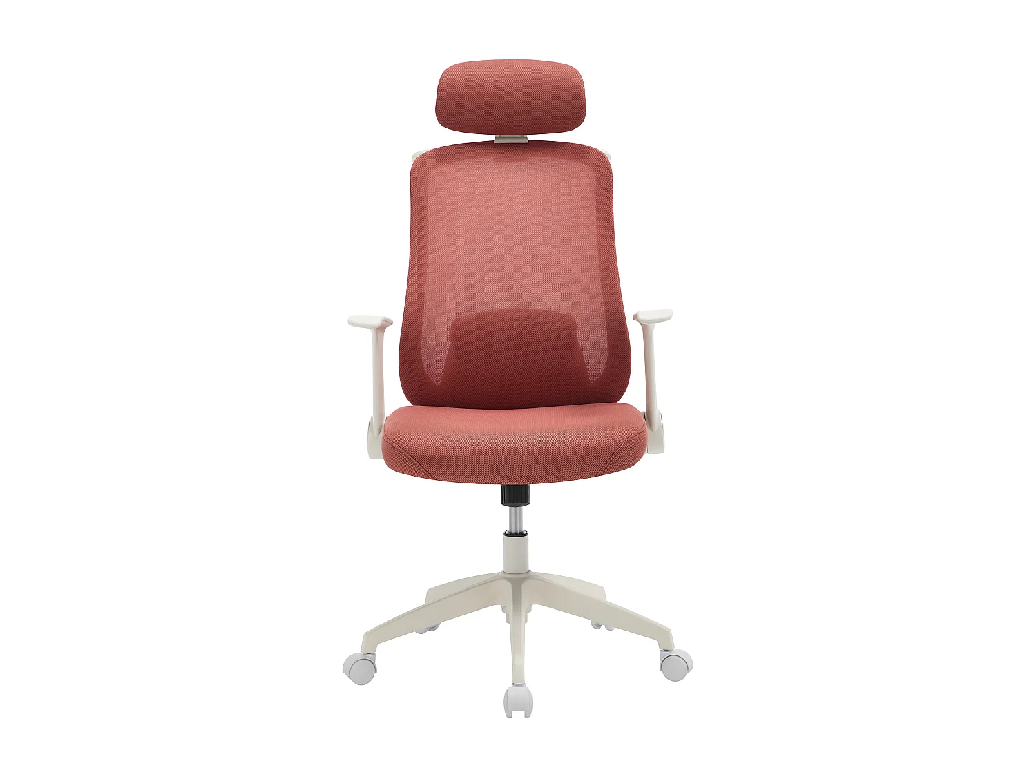 Fauteuil de bureau ergonomique avec têtière - Tissu - Terracotta et blanc - ZYLIRO