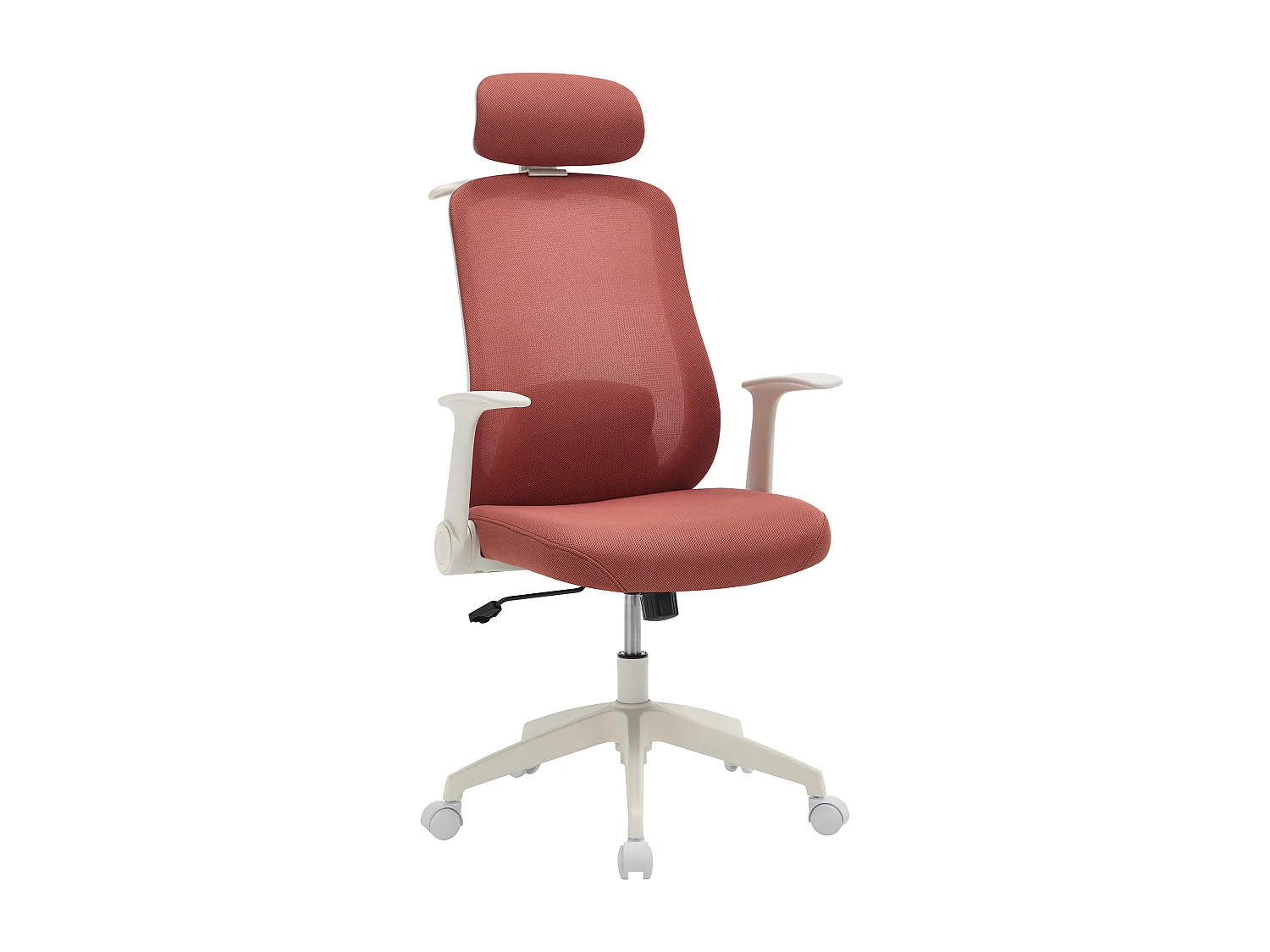 Fauteuil de bureau ergonomique avec têtière - Tissu - Terracotta et blanc - ZYLIRO