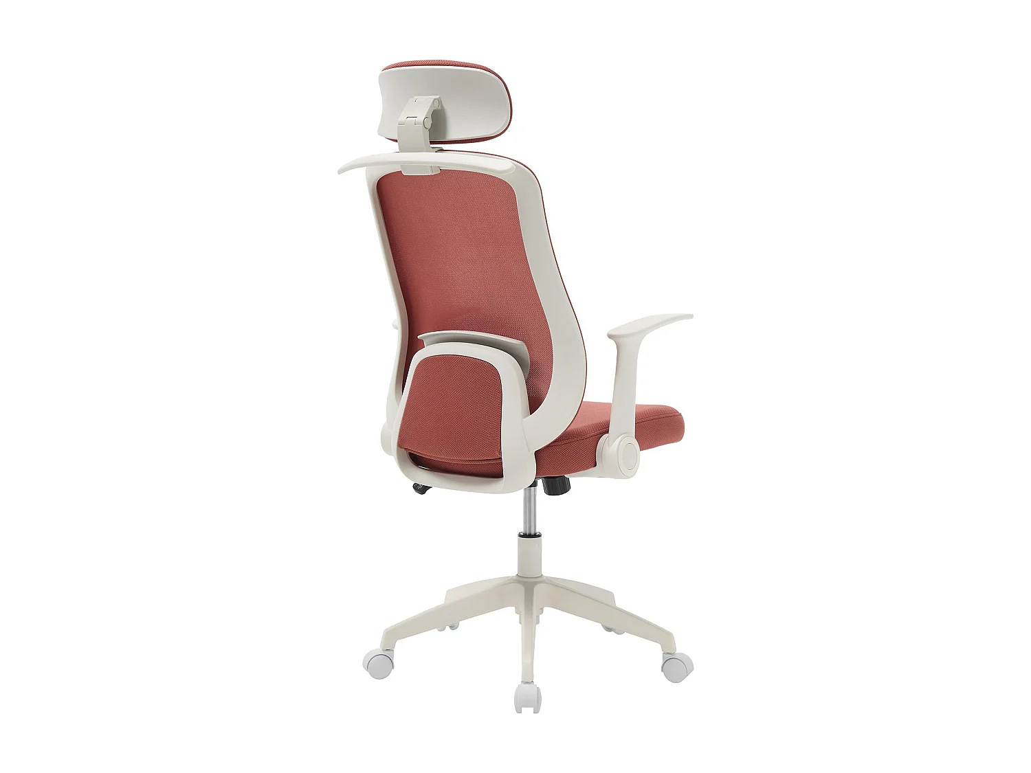 Fauteuil de bureau ergonomique avec têtière - Tissu - Terracotta et blanc - ZYLIRO