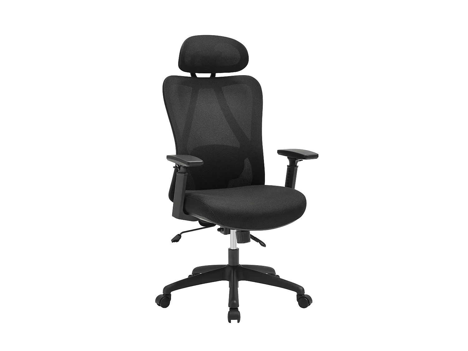 Fauteuil de bureau ergonomique avec têtière - Tissu - Noir - SORLITA