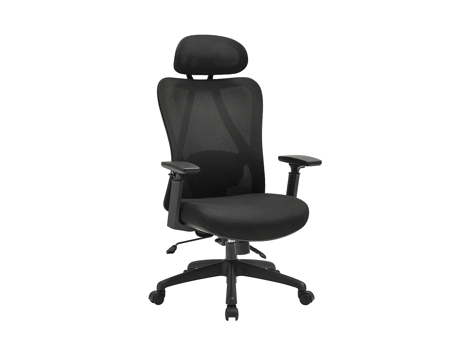 Fauteuil de bureau ergonomique avec têtière - Tissu - Noir - SORLITA