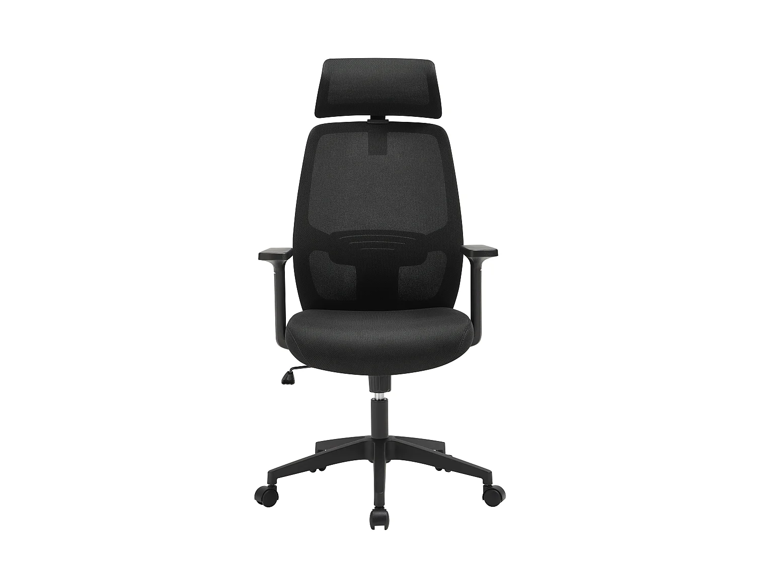 Fauteuil de bureau ergonomique avec têtière - Tissu - Noir - DELRINO
