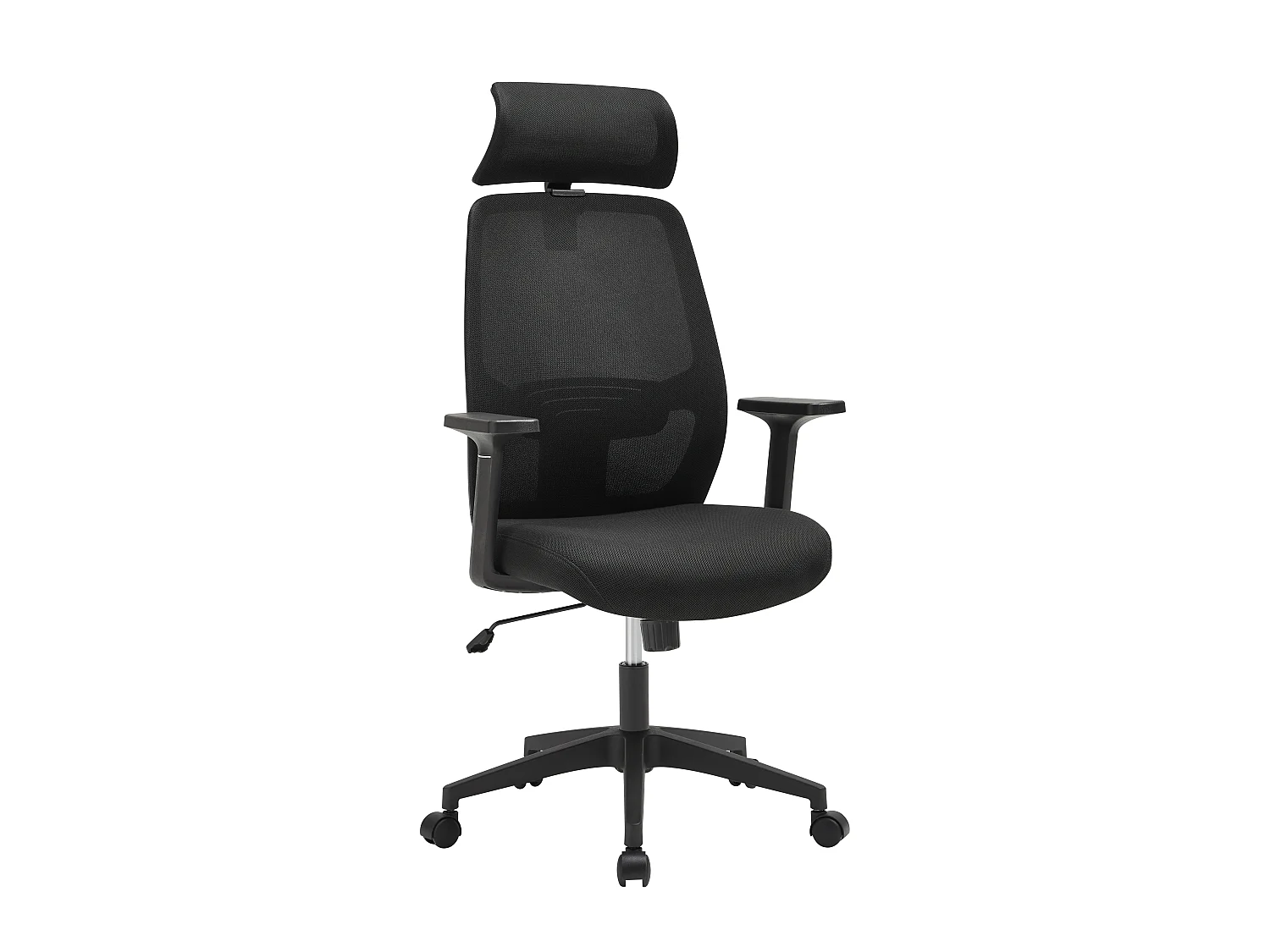 Fauteuil de bureau ergonomique avec têtière - Tissu - Noir - DELRINO