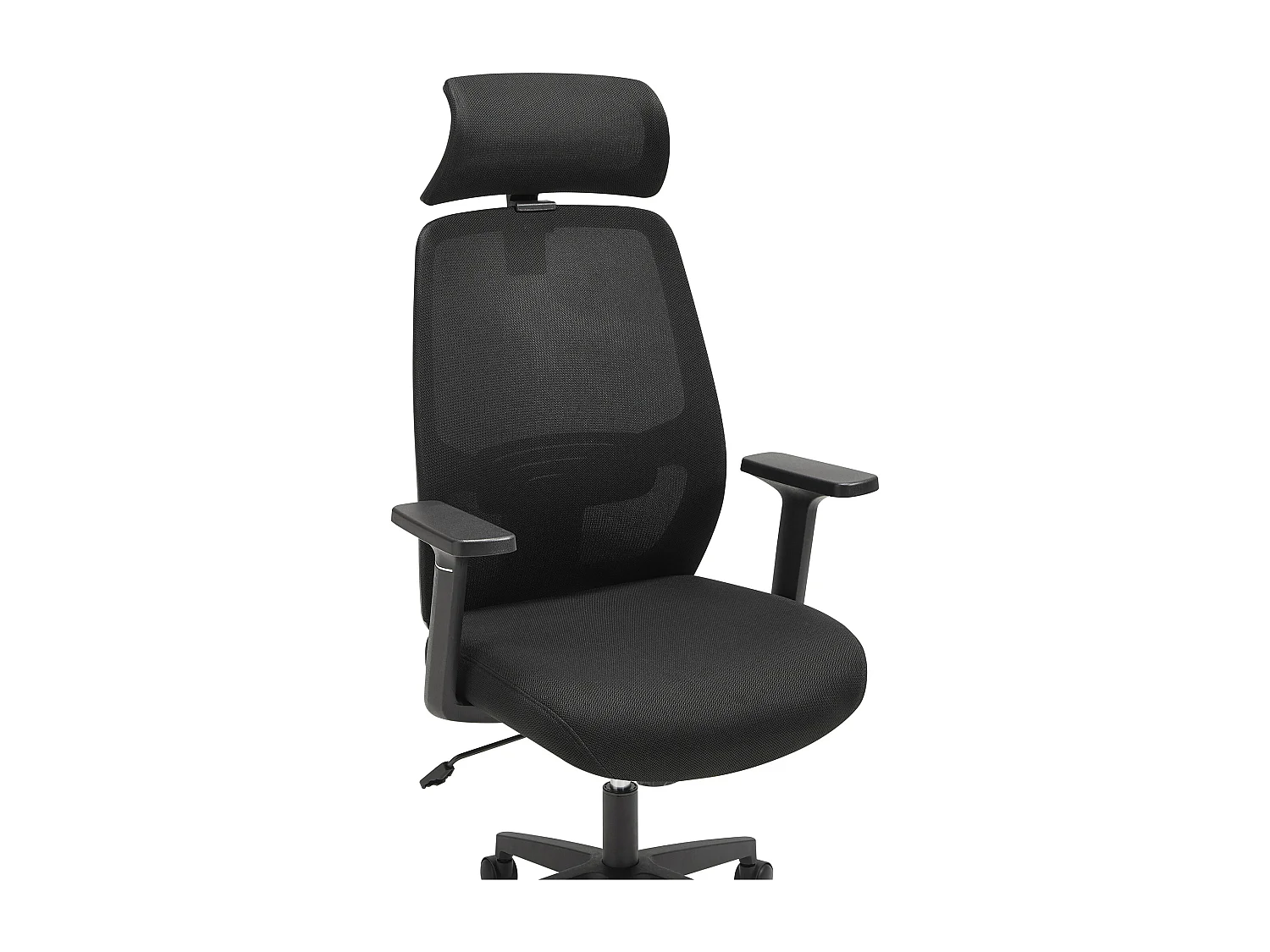 Fauteuil de bureau ergonomique avec têtière - Tissu - Noir - DELRINO