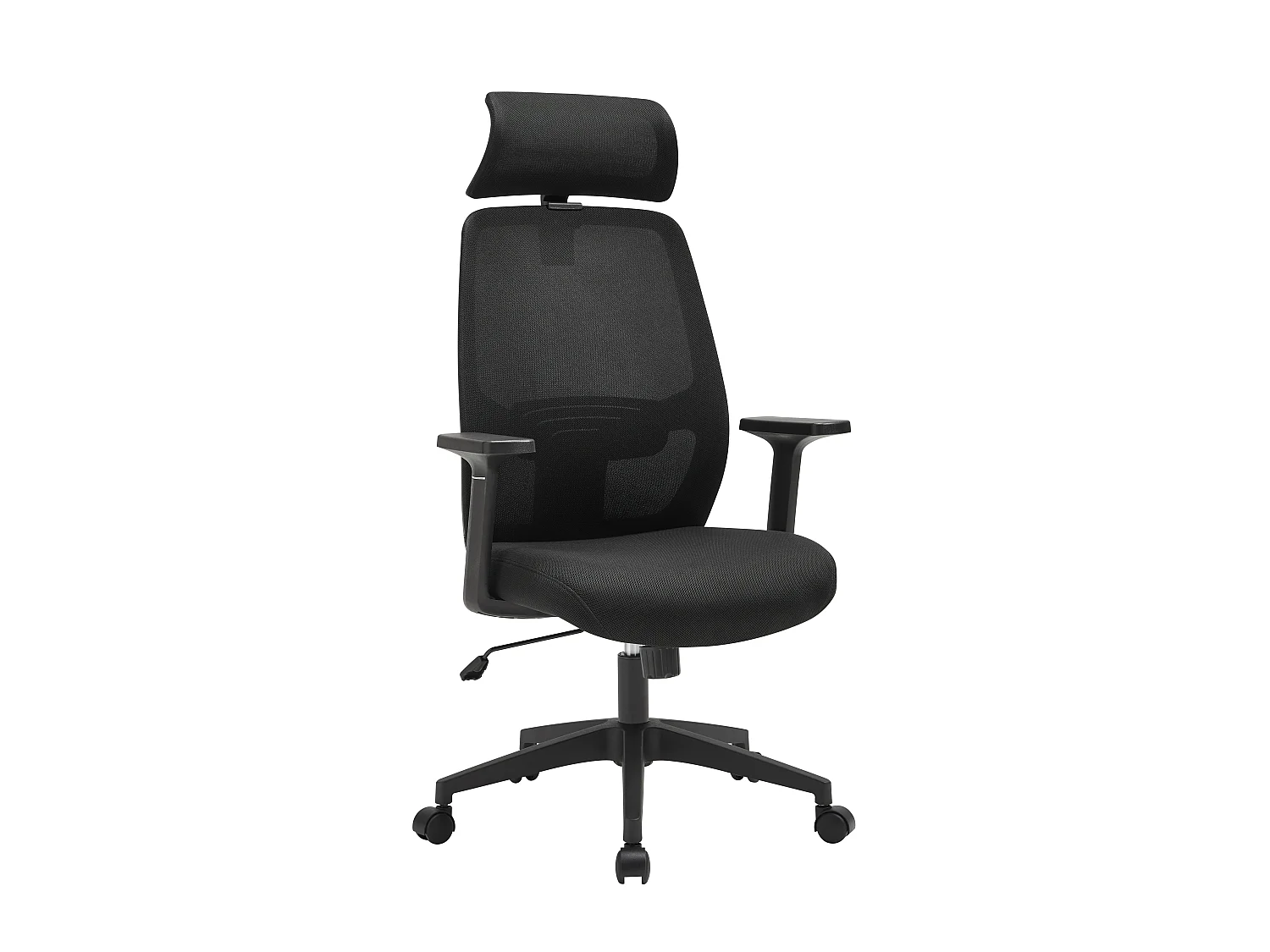 Fauteuil de bureau ergonomique avec têtière - Tissu - Noir - DELRINO