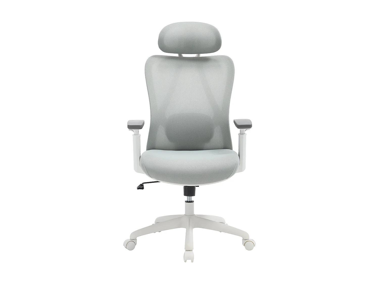 Fauteuil de bureau ergonomique avec têtière - Tissu - Gris et blanc - SORLITA