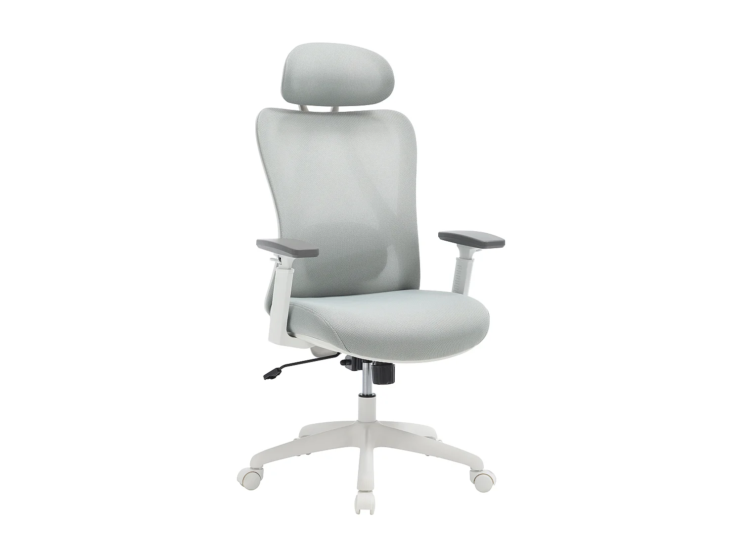 Fauteuil de bureau ergonomique avec têtière - Tissu - Gris et blanc - SORLITA