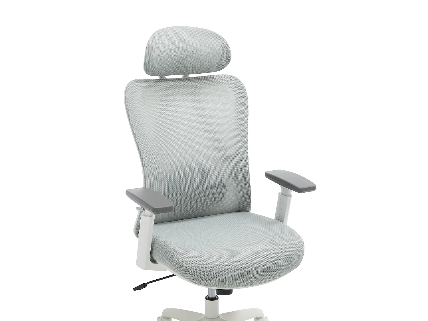 Fauteuil de bureau ergonomique avec têtière - Tissu - Gris et blanc - SORLITA