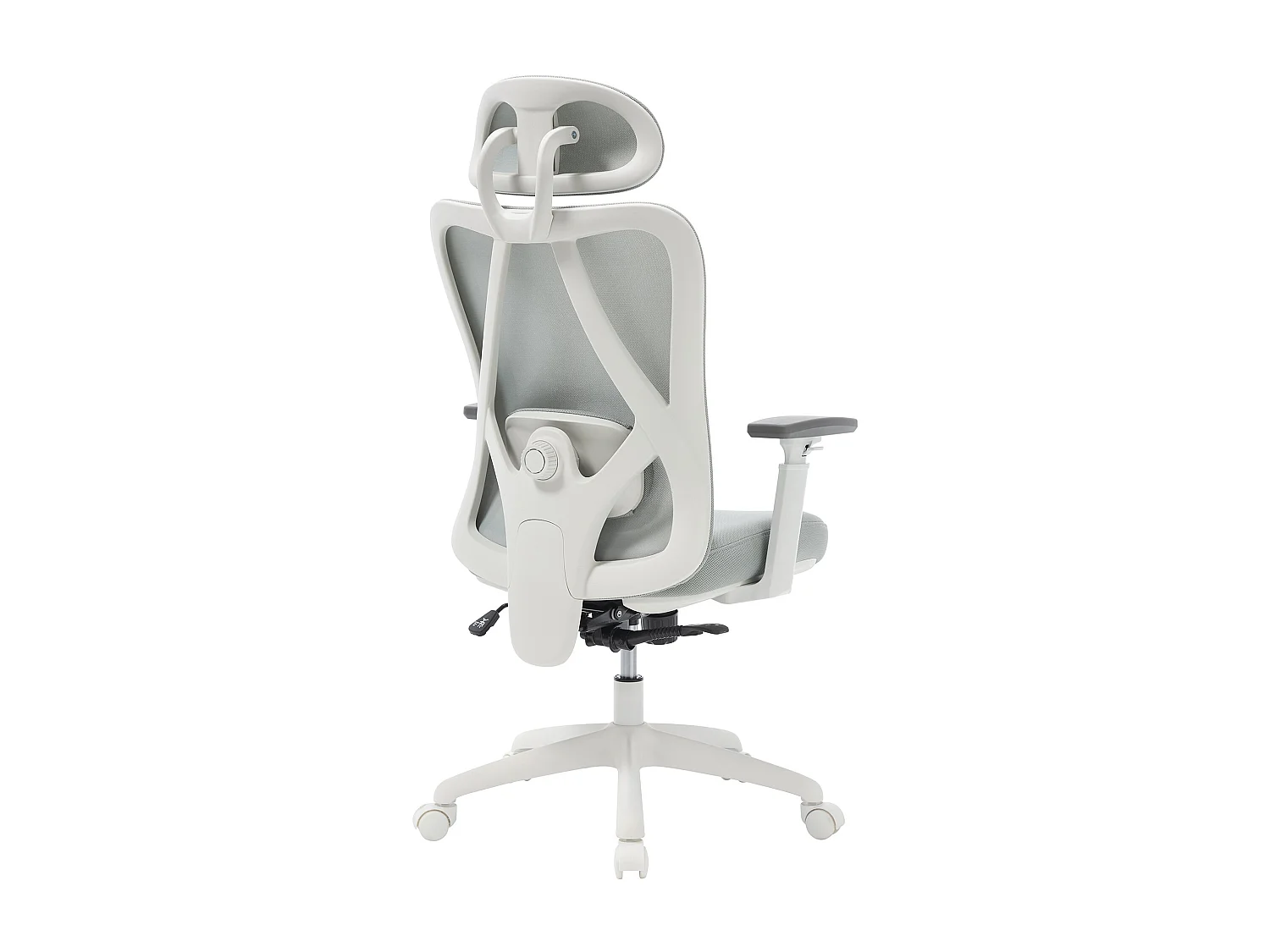 Fauteuil de bureau ergonomique avec têtière - Tissu - Gris et blanc - SORLITA