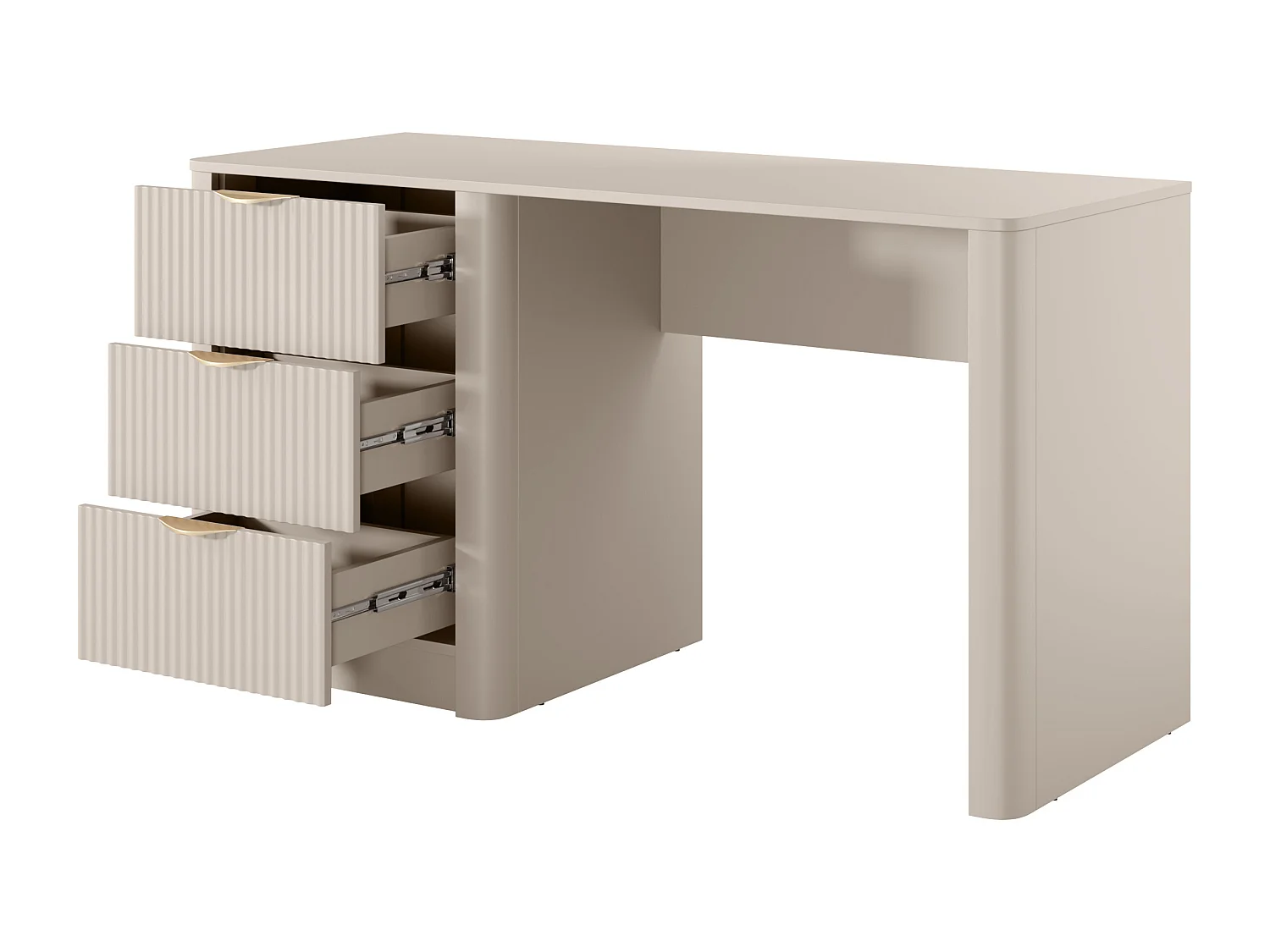 Bureau avec 3 tiroirs – Beige et doré - ELONARIA