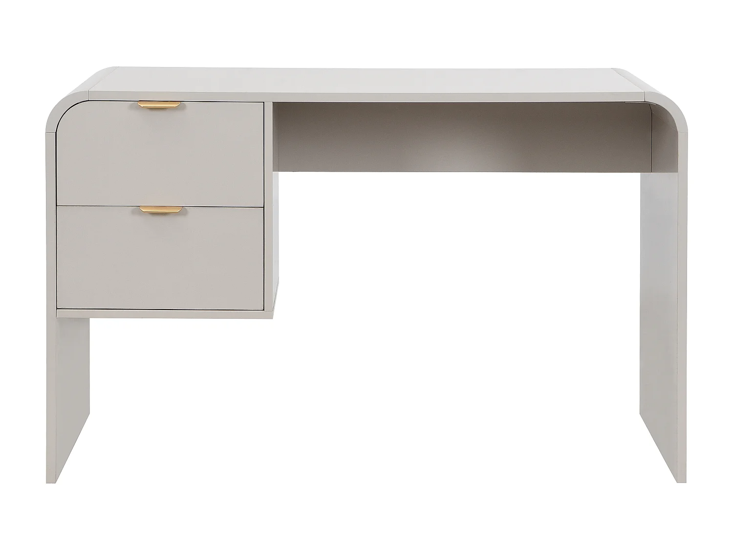 Bureau 2 tiroirs – Beige et doré – ORALINO