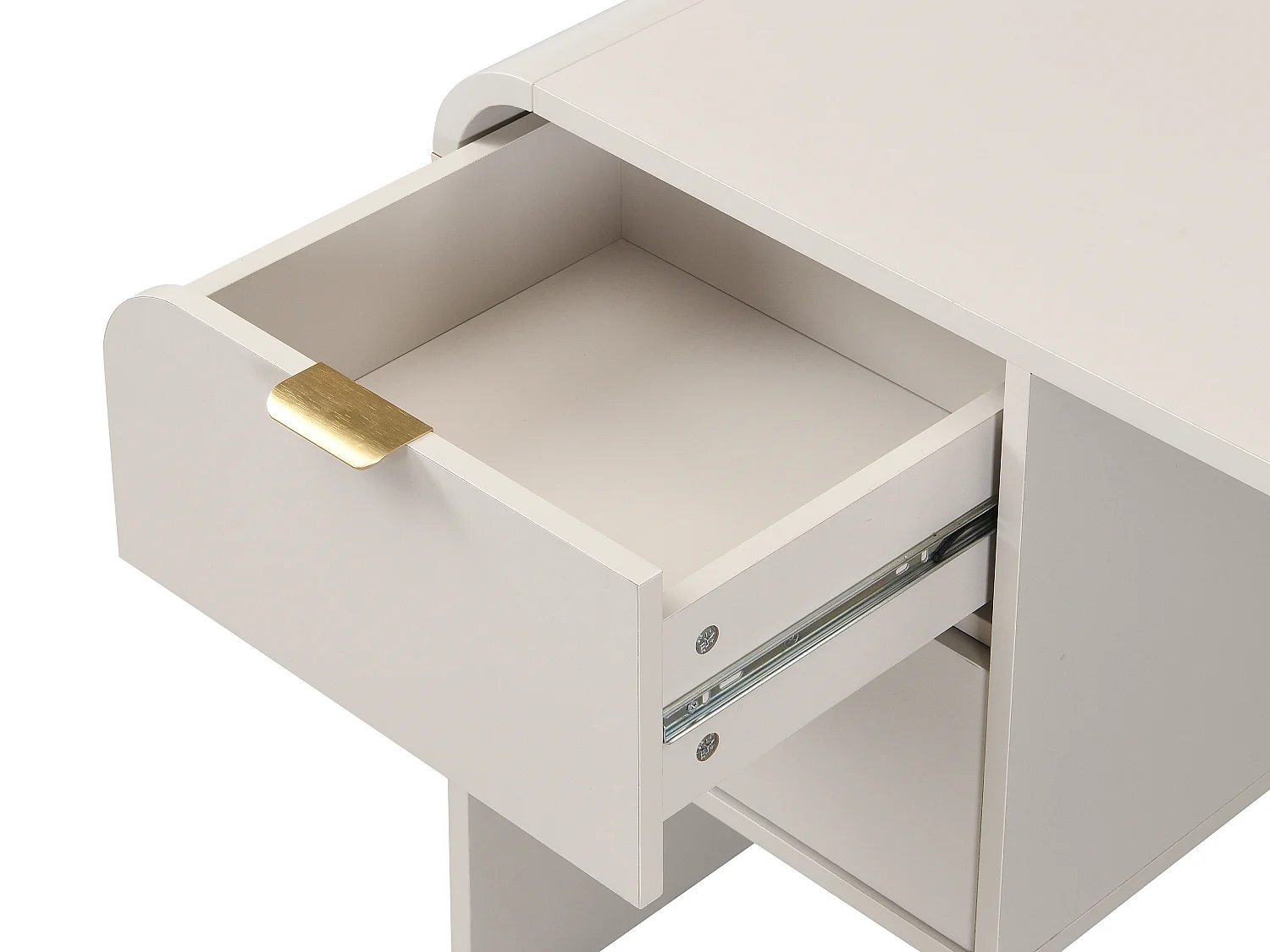 Bureau 2 tiroirs – Beige et doré – ORALINO