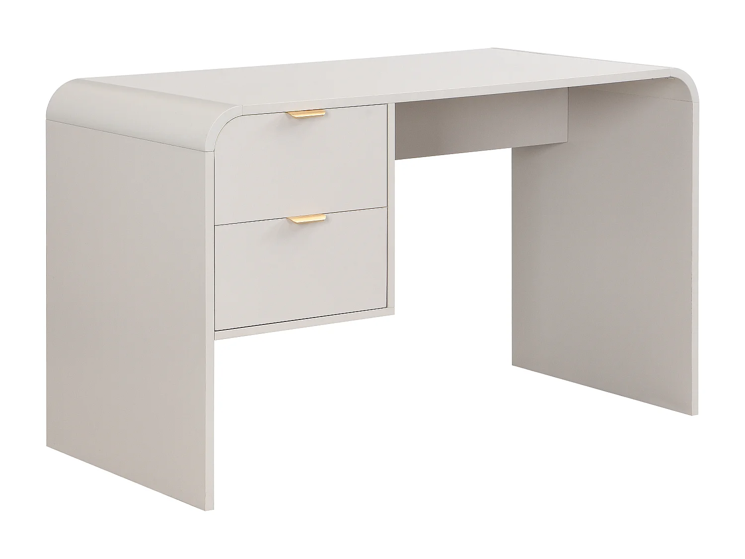 Bureau 2 tiroirs – Beige et doré – ORALINO