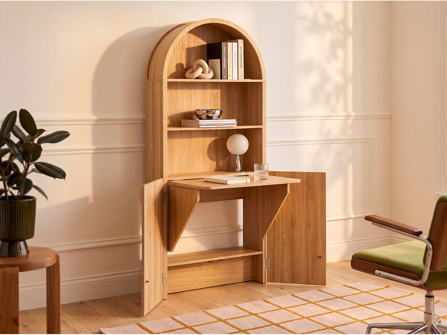 Schreibtisch mit Bücherregal - Farbe: Natur LYMIAR