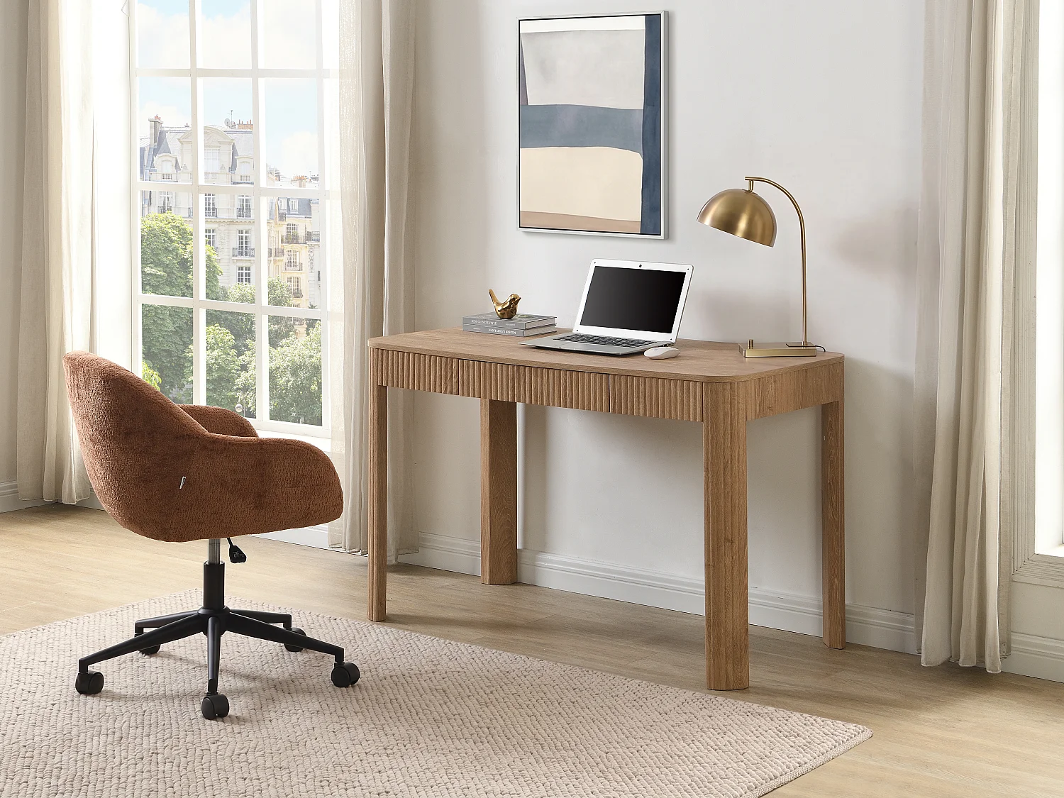 Bureau avec 1 tiroir – Coloris : Naturel clair - VIRELYO