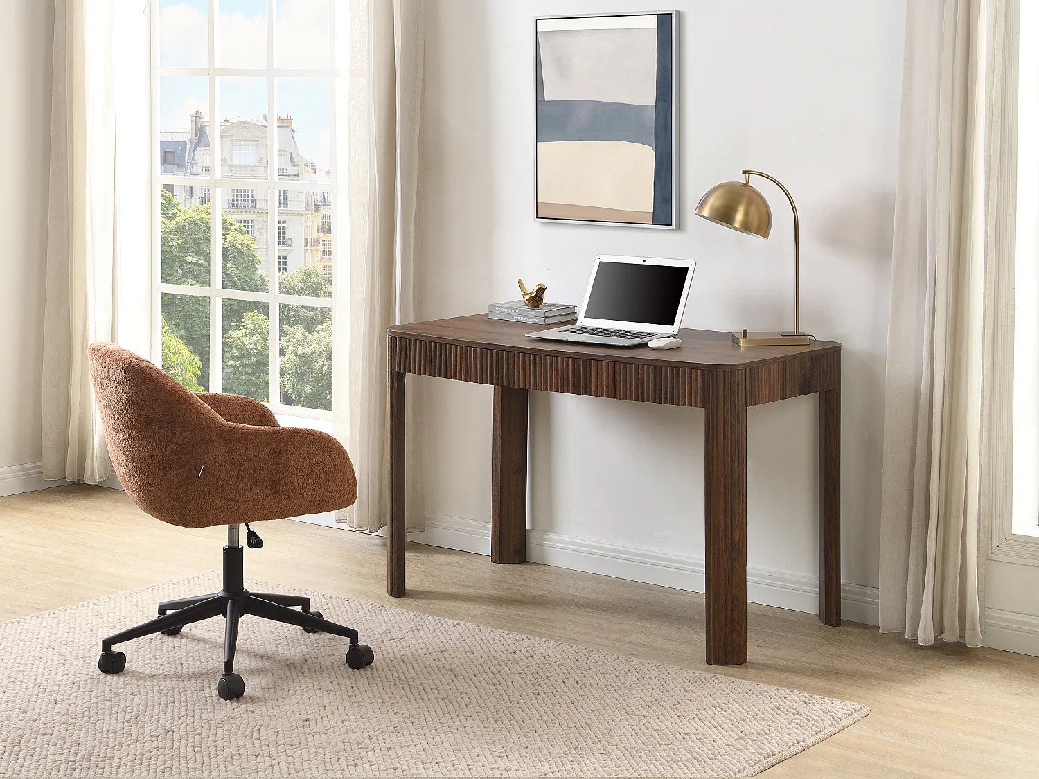 Bureau avec 1 tiroir – Coloris : Naturel foncé - VIRELYO