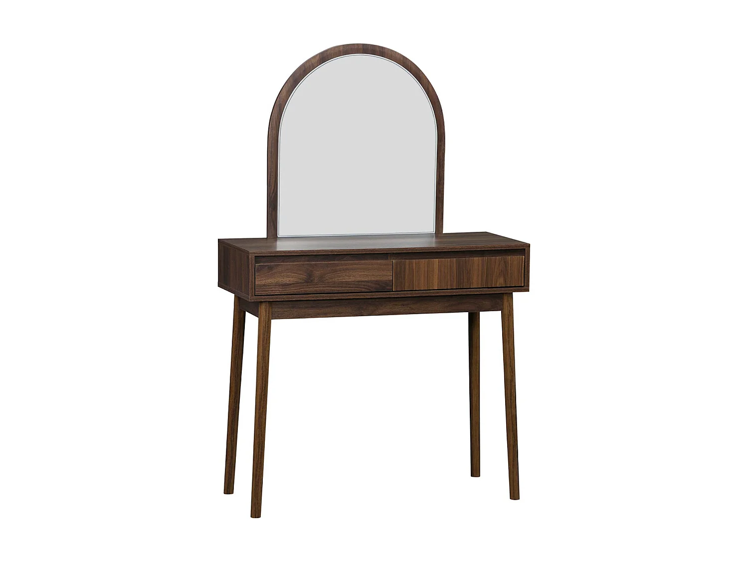 Mueble tocador de madera espejo redondo, 90cm nogal