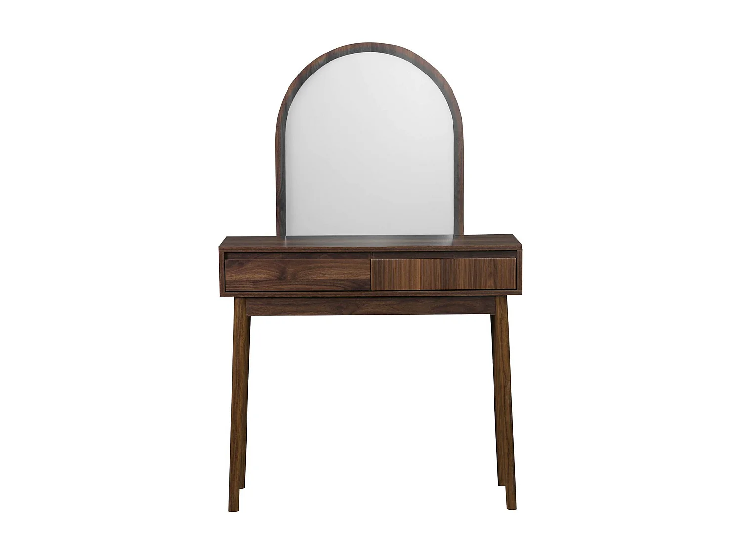 Mueble tocador de madera espejo redondo, 90cm nogal