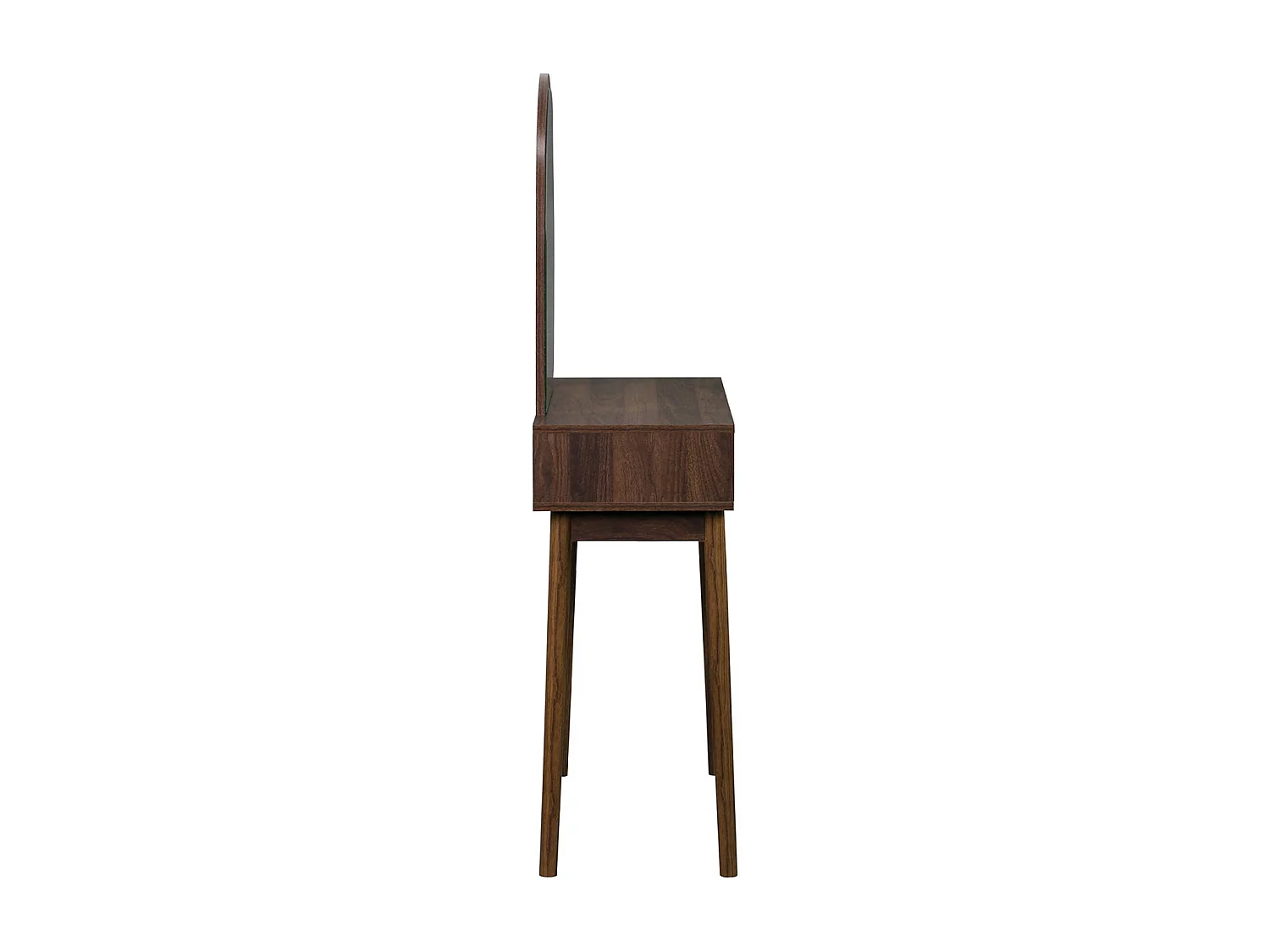 Mueble tocador de madera espejo redondo, 90cm nogal