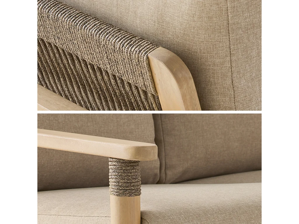 Conjunto de muebles de jardín de madera de acacia y cuerdas,  4 plazas