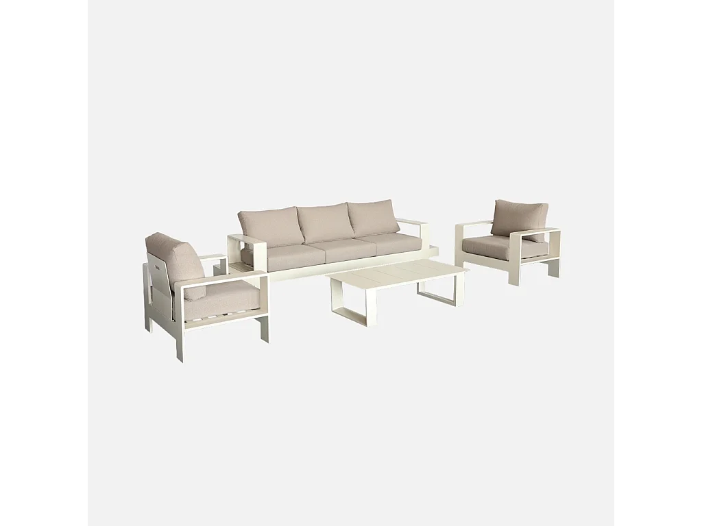 Salotto da giardino in alluminio, 5 posti, beige
