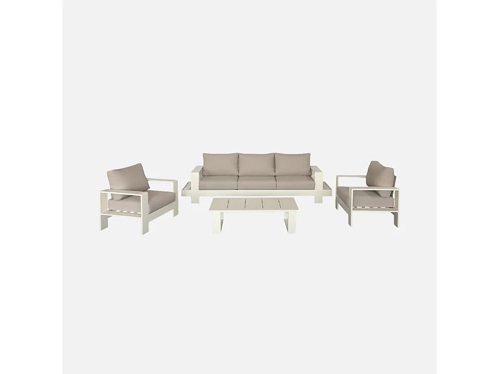 Salotto da giardino in alluminio, 5 posti, beige