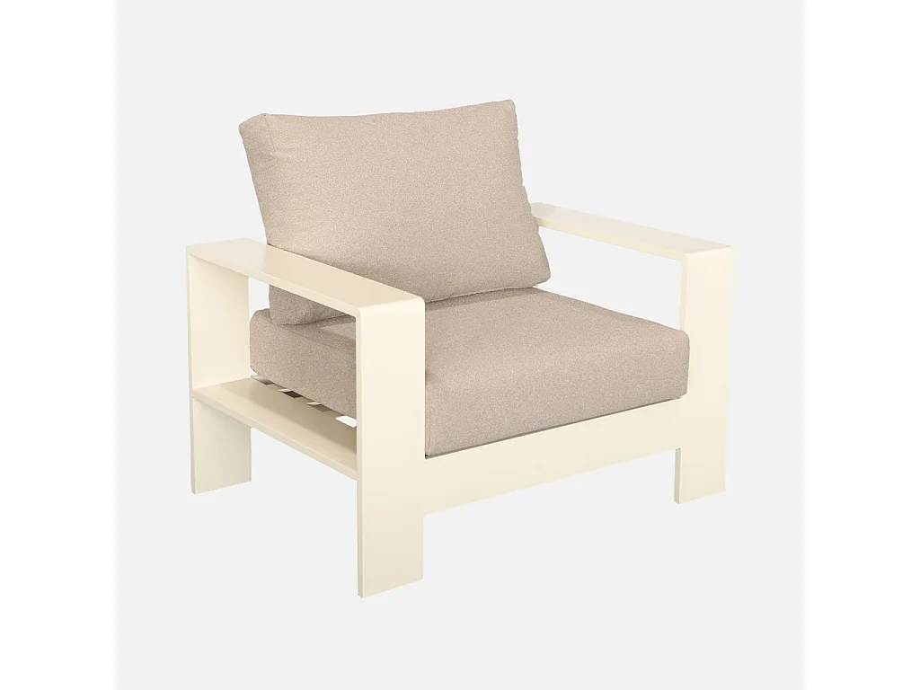 Salotto da giardino in alluminio, 5 posti, beige