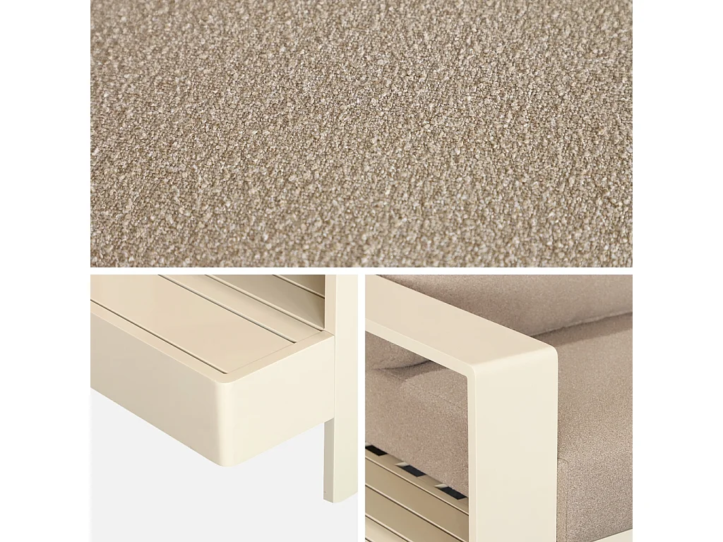 Salotto da giardino in alluminio, 5 posti, beige