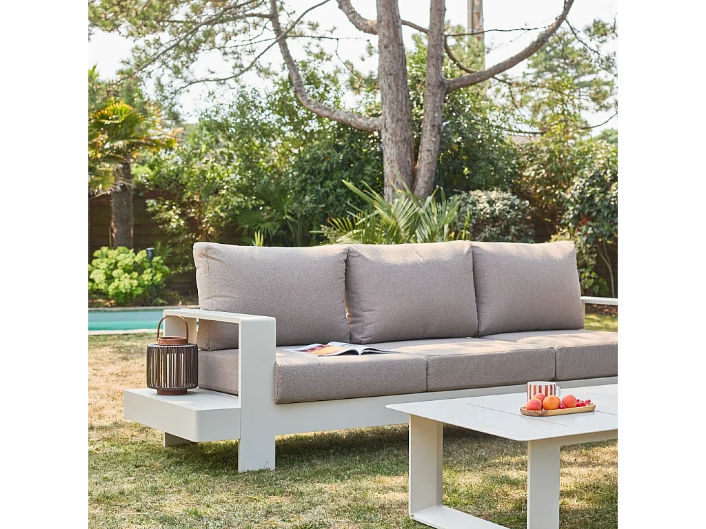 Salotto da giardino in alluminio, 5 posti, beige