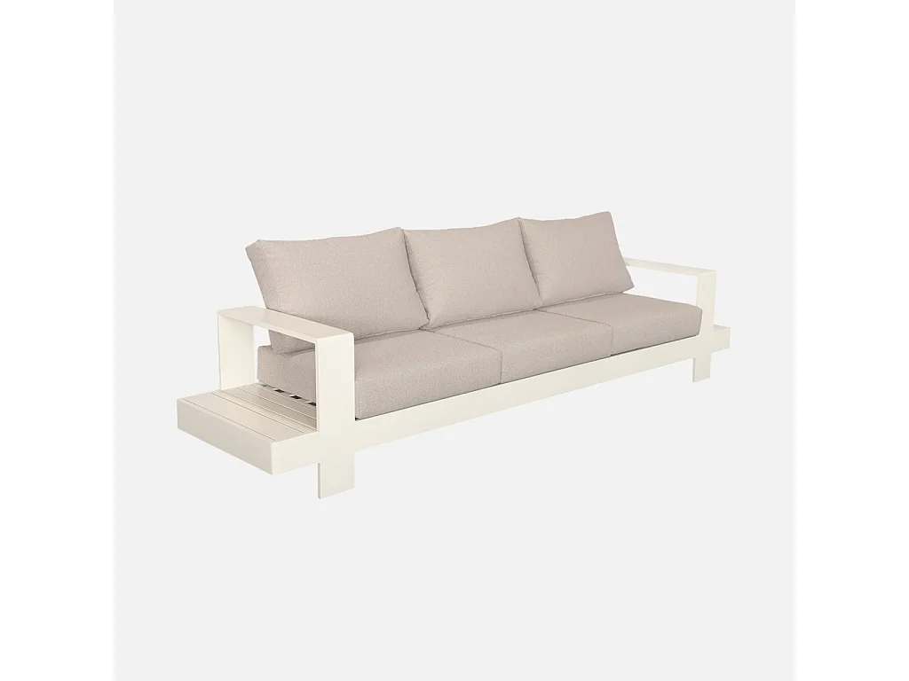 Salon de jardin aluminium 5 places beige et marron - Alore