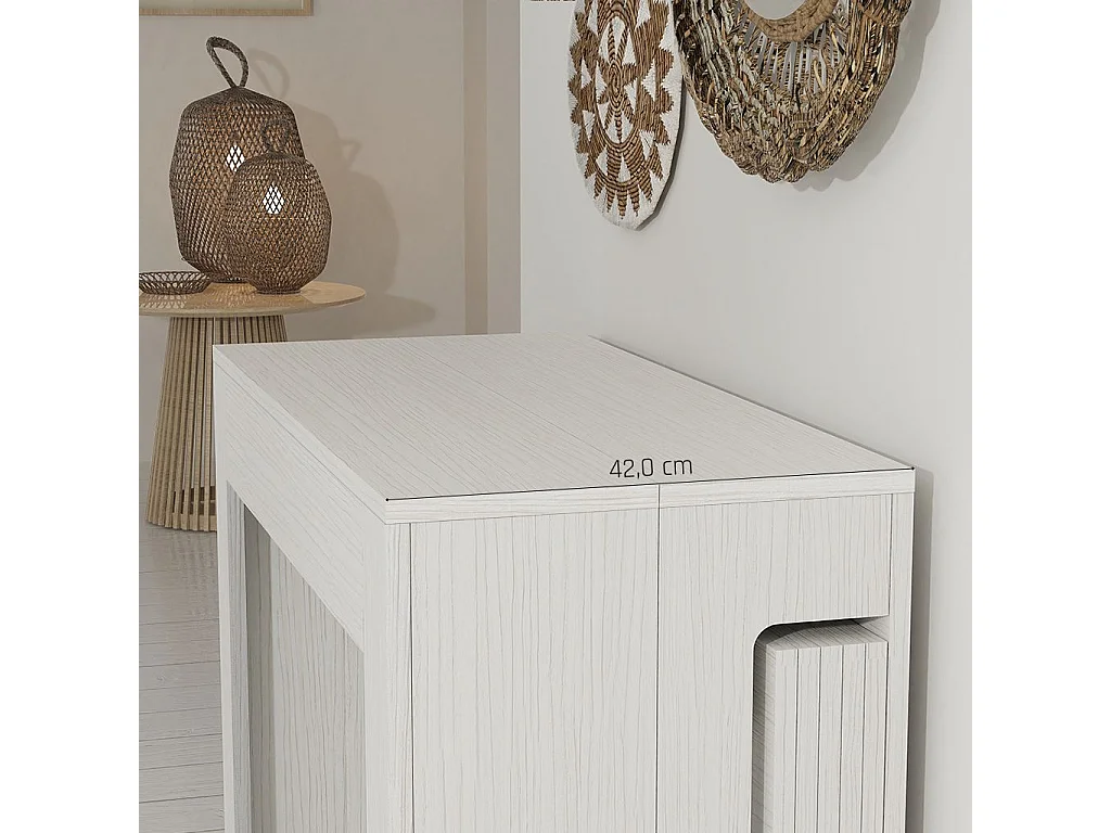 PETRA - Weißer ausziehbarer Konsolentisch von 42 cm bis 3 Meter - integrierte Erweiterungen - für bis zu 12 Personen - kostenloser Versand