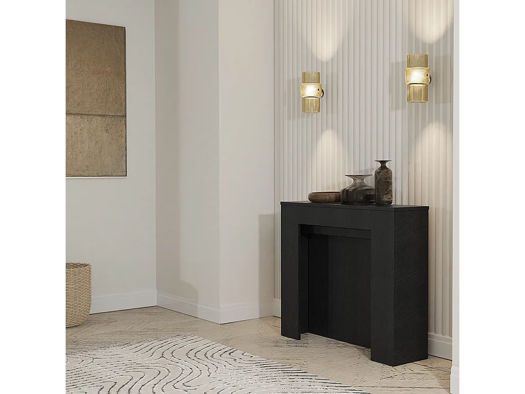 CLARA - Schlanker anthrazitfarbener ausziehbarer Konsolentisch von 25 cm bis 2 Meter - integrierte Erweiterungen - für bis zu 8 Personen - kostenloser Versand